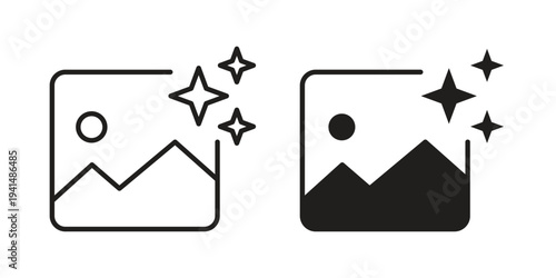 Ai photo generate icon simple outline style. Editable stroke EPS 10