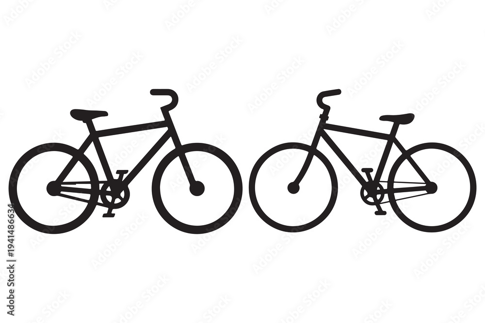 Fototapeta premium Classic bicycle silhouette pair cycling transport icon illustration