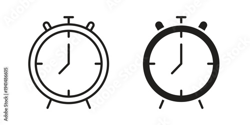 Alarm clock icon simple outline style. Editable stroke EPS 10