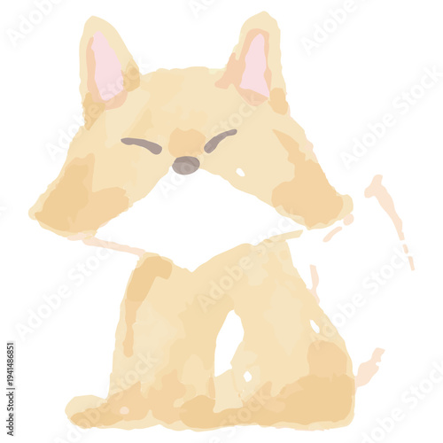 かわいいキツネの水彩イラスト 11月の幼稚園・保育園向けやさしい挿絵シリーズ