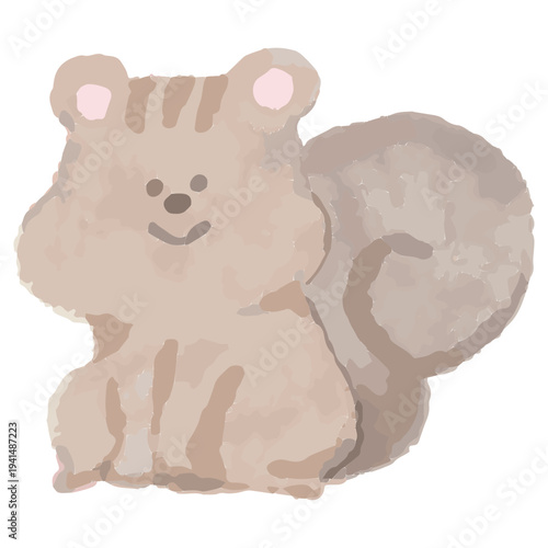 かわいいリスの水彩イラスト 11月の幼稚園・保育園向けやさしい挿絵シリーズ