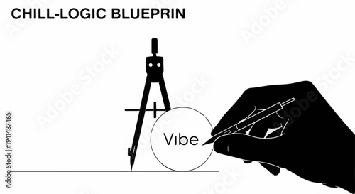 Drawing a perfect vibe with a compass and pen, symbolizing creativity and design.