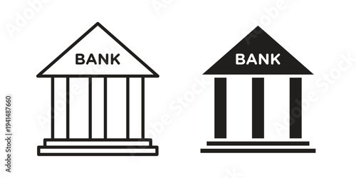 Bank icon simple outline style. Editable stroke EPS 10