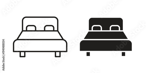 Bed icon simple outline style. Editable stroke EPS 10