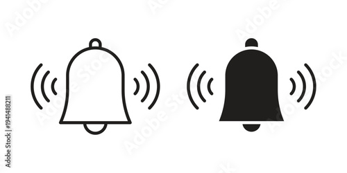 Bell ring icon simple outline style. Editable stroke EPS 10