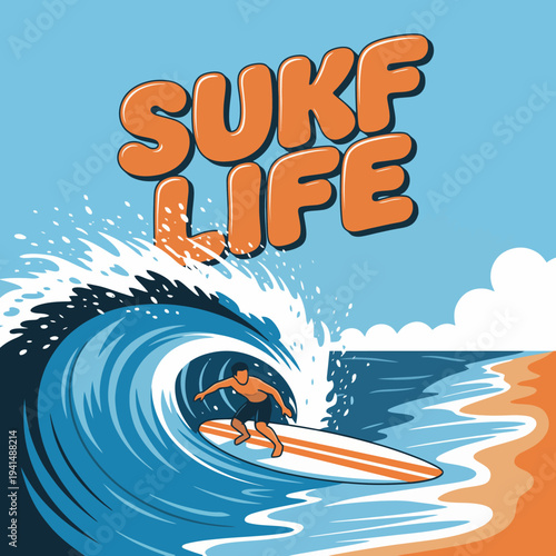 A surfer expertly rides a wave, capturing the essence of a vibrant beach lifestyle, freedom, and the thrill of adventure in the ocean's embrace.
