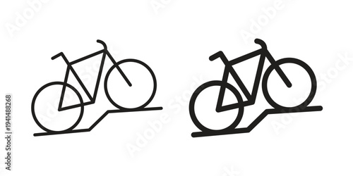 Biking mountain icon simple outline style. Editable stroke EPS 10