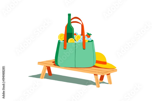 Teal Cooler Tote on Picnic Table