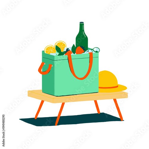 Teal Cooler Tote on Picnic Table