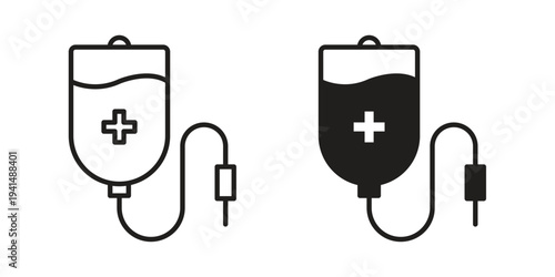 Blood transfusion icon simple outline style. Editable stroke EPS 10