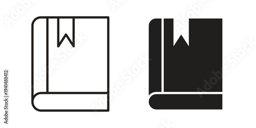 Book bookmark icon simple outline style. Editable stroke EPS 10