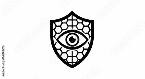 Stylized shield emblem with an eye symbol, representing protection and vigilance.