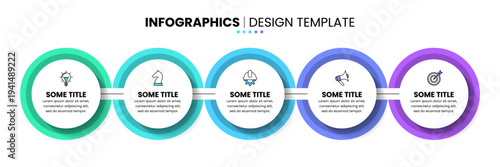 Infographic template. Horizontal line with 5 options
