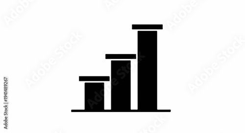 Simple black bar graph showing increasing progress and growth