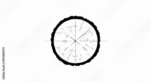 Cross section of a tree trunk showing growth rings and radial lines on a white background.