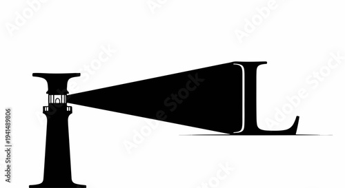 Lighthouse beam illuminates the letter L, symbolizing guidance and discovery.