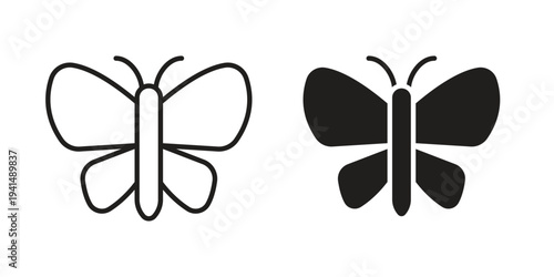 Butterfly icon simple outline style. Editable stroke EPS 10