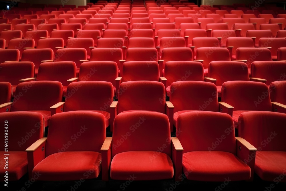Fototapeta premium Red seats auditorium theater chair.