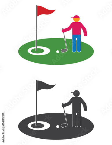 golf field with player sport icon