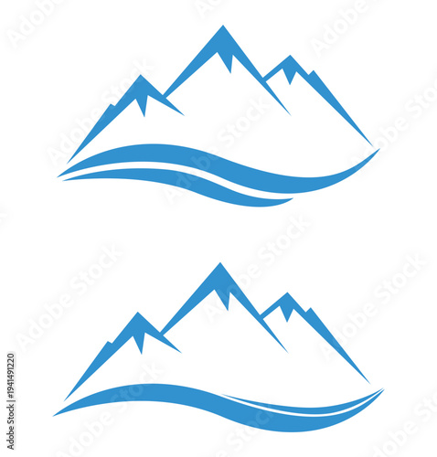 iceberg mountain on wave icon