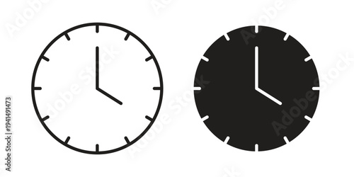 Clock icon simple outline style. Editable stroke EPS 10