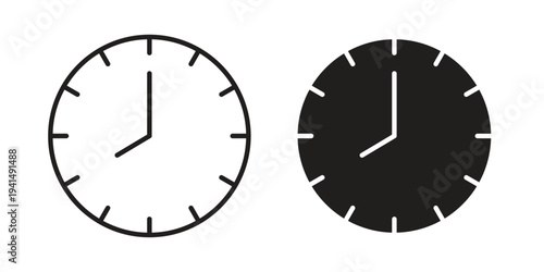 Clock icon simple outline style. Editable stroke EPS 10