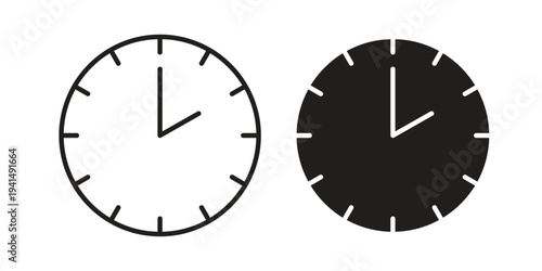 Clock two icon simple outline style. Editable stroke EPS 10