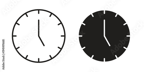 Clock-five icon simple outline style. Editable stroke EPS 10