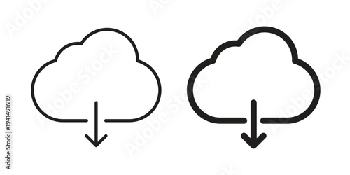 Cloud download icon simple outline style. Editable stroke EPS 10
