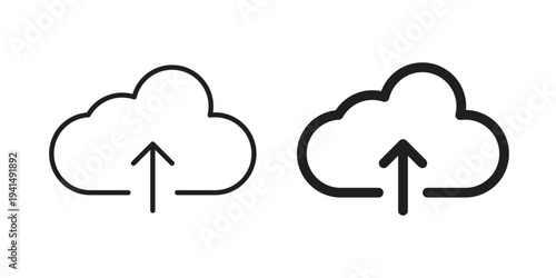 Cloud upload icon simple outline style. Editable stroke EPS 10