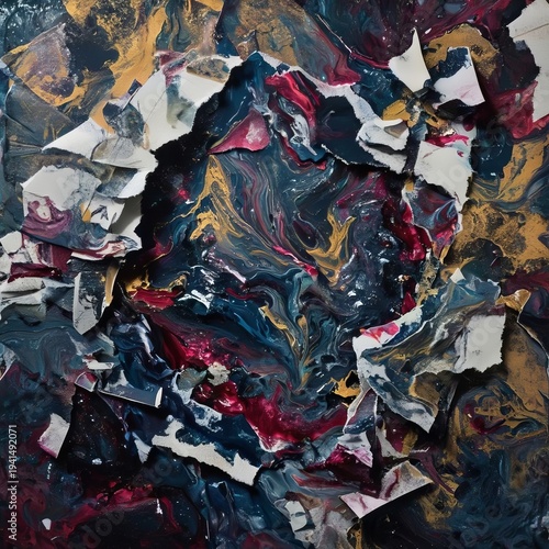 Torn scraps and swirling mediums conjoined in surprising ways fo