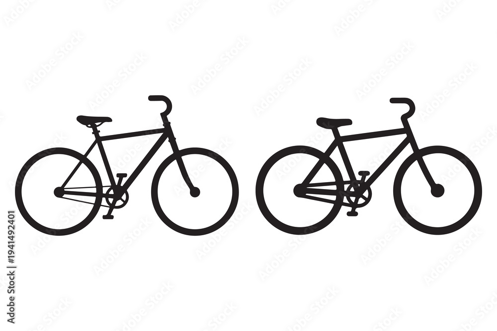 Obraz premium Classic bicycle silhouette pair cycling transport icon illustration 
