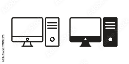 Computer icon simple outline style. Editable stroke EPS 10