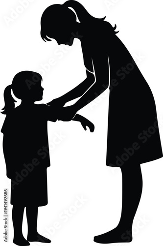 Vector loving mother comforting her young child heartwarming family moments silhouette design