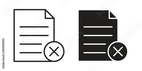 Delete Document icon simple outline style. Editable stroke EPS 10