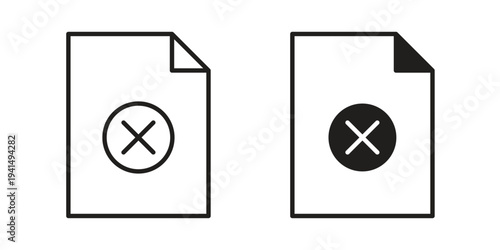 Delete Document icon simple outline style. Editable stroke EPS 10