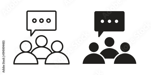 Discussion chat icon simple outline style. Editable stroke EPS 10