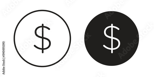 Dollar icon simple outline style. Editable stroke EPS 10