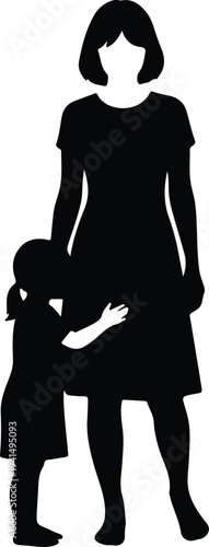 Vector Mother and child family bond love graphic outline minimalist silhouette design