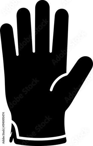 Black silhouette of a protective glove on a white background, safety hand wear icon