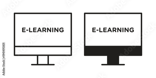 E learning icon simple outline style. Editable stroke EPS 10