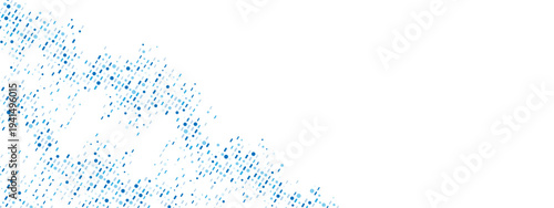 Abstract blue background frame of dots, lines. Texture made of random particles. Chaotic ornament, mosaic. Linear pattern of small shapes. Banner design, website poster, social media framework. Vector