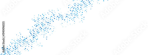 Abstract blue background frame of dots, lines. Texture made of random particles. Chaotic ornament, mosaic. Linear pattern of small shapes. Banner design, website poster, social media framework. Vector