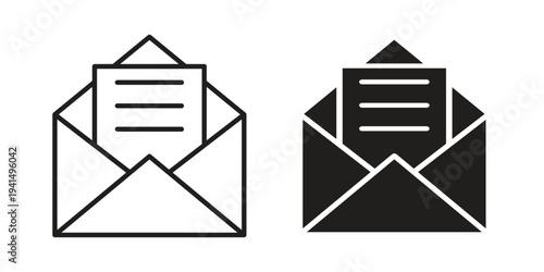 Envelope open icon simple outline style. Editable stroke EPS 10