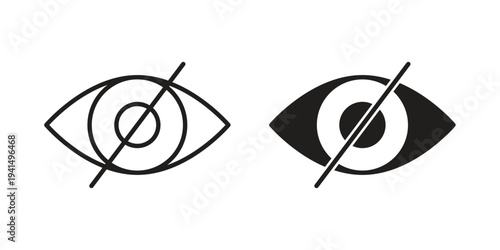 Eye crossed icon simple outline style. Editable stroke EPS 10