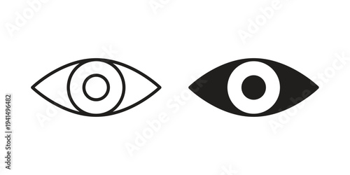 Eye icon simple outline style. Editable stroke EPS 10