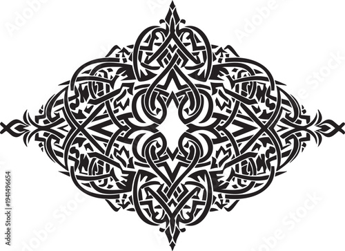 An abstract floral ornament featuring an ornate heart shape and vintage swirl elements creates a pink henna tattoo design perfect for a romantic wedding card or Valentine holiday illustration