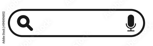 Search Bar with Magnifying Glass and Microphone icons. Text and Voice searches. User interface vector illustration template