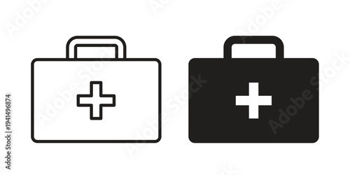 First aid kit icon simple outline style. Editable stroke EPS 10