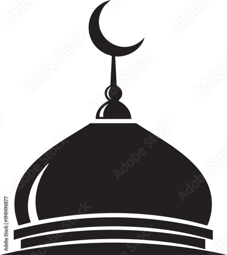 Vector illustration of mosque design featuring a metal service bell icon and hotel reception lamp symbol for a business menu